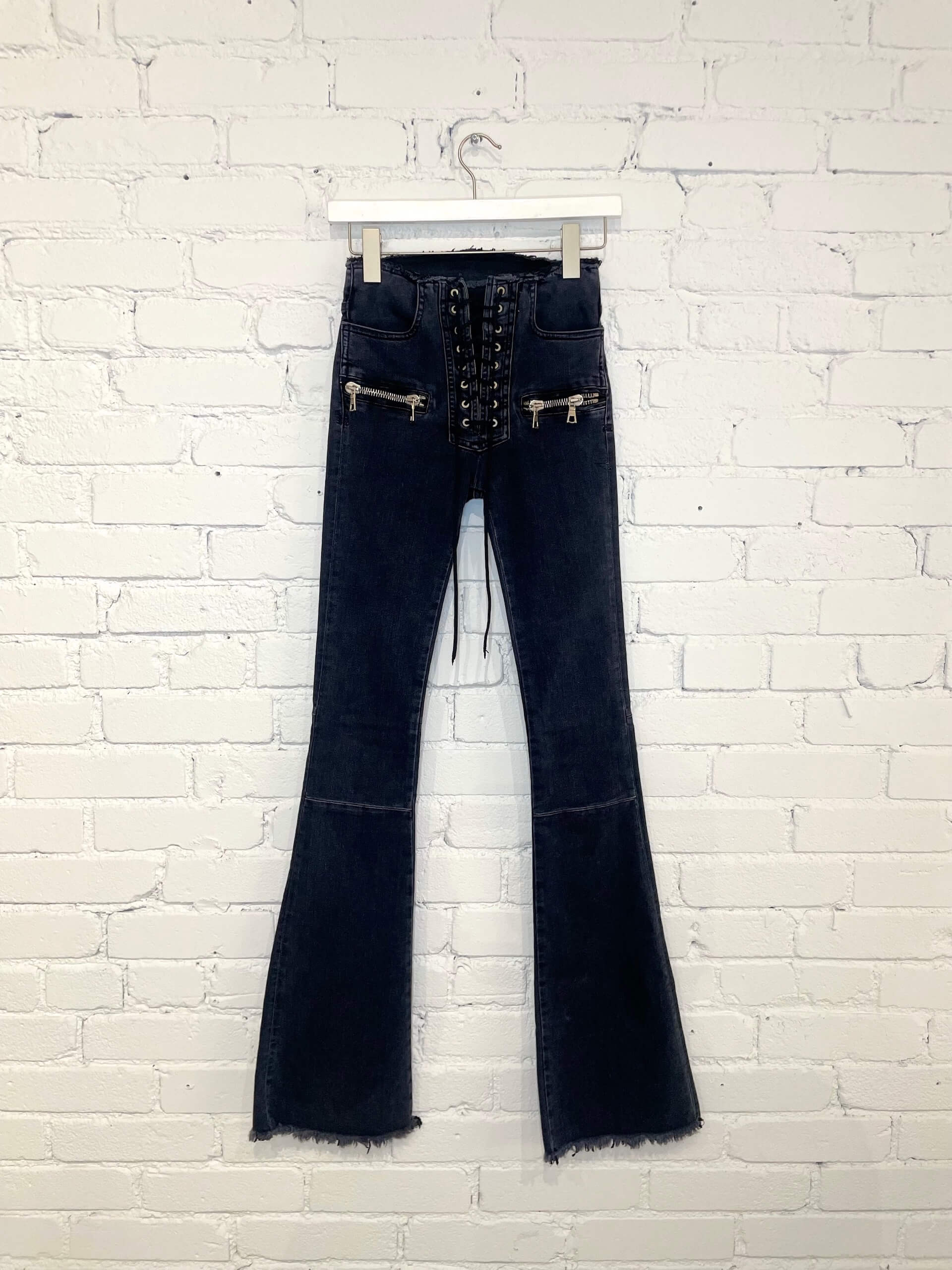 Lace Up Flared Jeans
