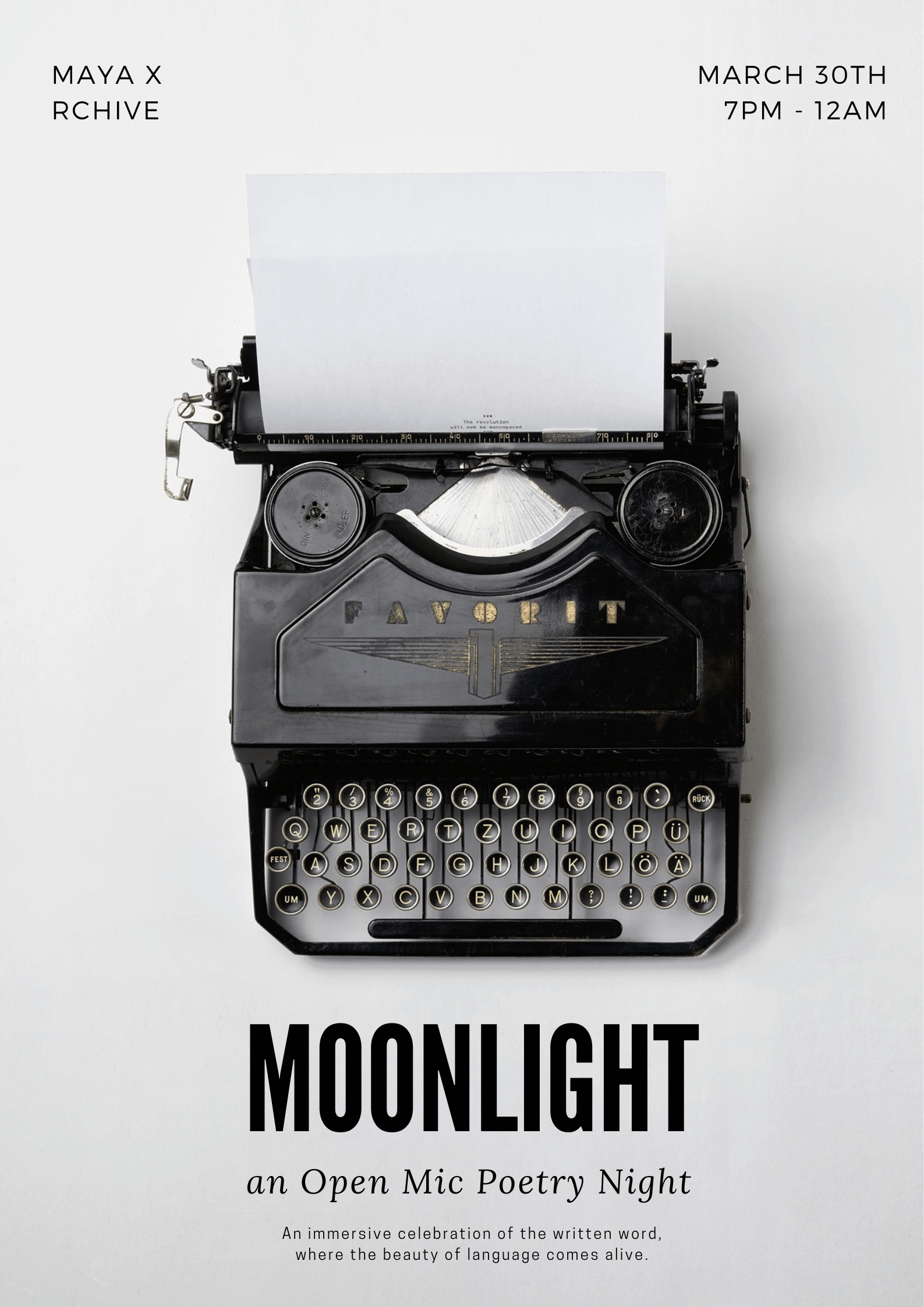 MOONLIGHT - an Open Mic Poetry Night